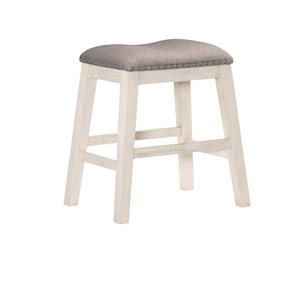 HomeTrend Timbre Antique White Counter Height Upholstered Bar Stool (2-Pack)