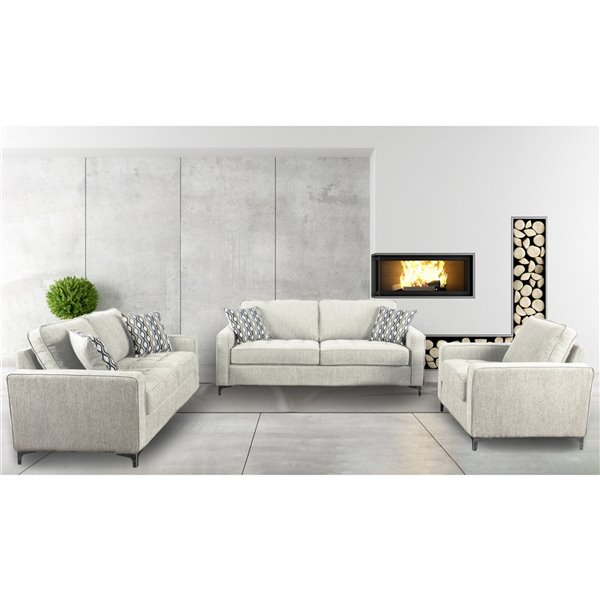 HomeTrend Hudson Modern Platinum Grey Polyester Sofa