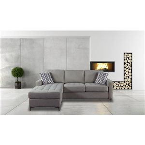 Sectionnel Hudson moderne en polyester gris graphite, par HomeTrend