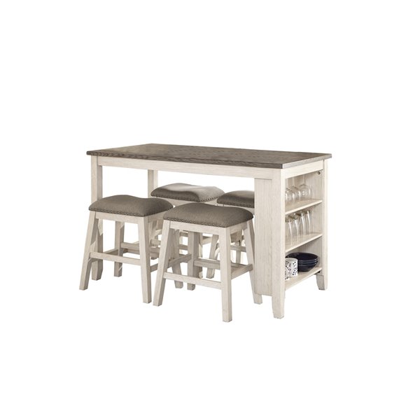 HomeTrend Timbre Antique White Dining Room Set With Rectangular Table