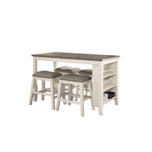 Ensemble de salle à manger blanc antique Timbre avec table rectangulaire, par HomeTrend