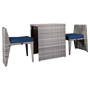 Allspace Metal Frame Patio Conversation Set with Blue Sunbrella Cushions Included - 3-Piece