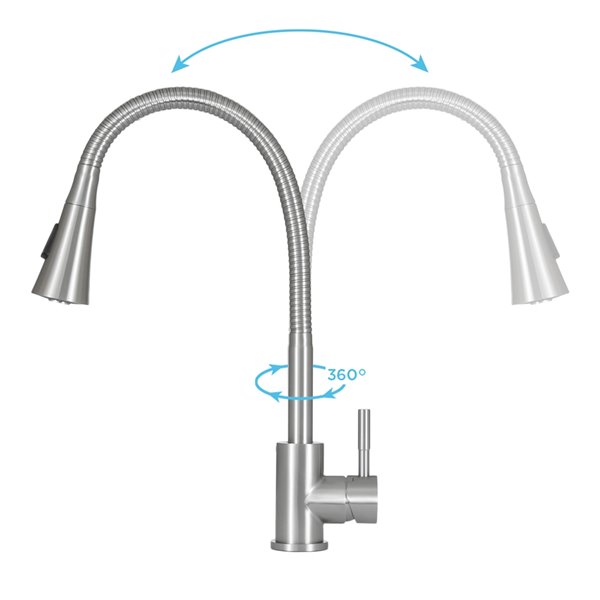 Presenza Berlin Brushed Nickel 1-Handle Deck Mount High-Arc Handle/Lever Residential Kitchen Faucet