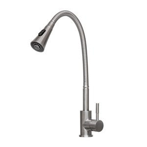 Presenza Berlin Brushed Nickel 1-Handle Deck Mount High-Arc Handle/Lever Residential Kitchen Faucet