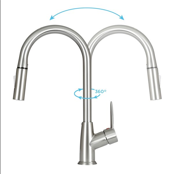 Presenza Milan Brushed Nickel 1-Handle Deck Mount Pull-Down Handle/Lever Residential Kitchen Faucet
