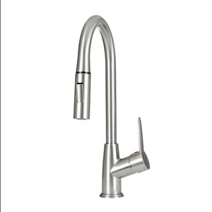 Presenza Milan Brushed Nickel 1-Handle Deck Mount Pull-Down Handle/Lever Residential Kitchen Faucet