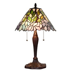 Fine Art Lighting Ltd. 21.6-in Bronze LED Pull-Chain Table Lamp with Tiffany-Style Shade