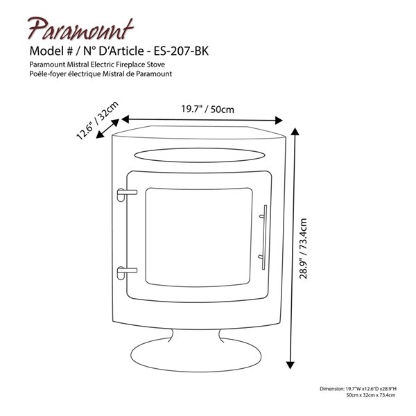 Paramount 19.7-in Black Fan-forced Electric Fireplace