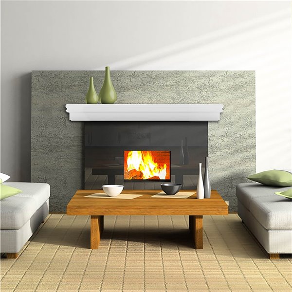 ÉLÉMENTS Tablette de cheminée contemporaine en composite par Elements, 45  po x 4,72 po x 7,89 po, blanc M700-45-WT