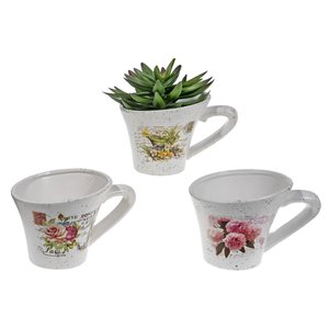 IH Casa Decor Set of 6 Ceramic Slanted Planters with Handle