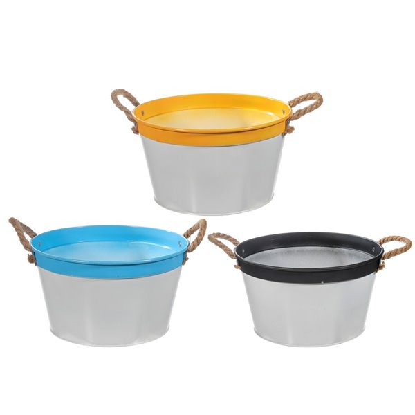 iH casadécor Set of 3 Round Planters with Rope Handle