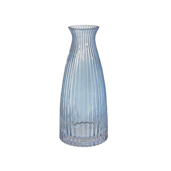 Vase à goulot en verre bleu clair 5,5 po x 12 po IH Casa Decor