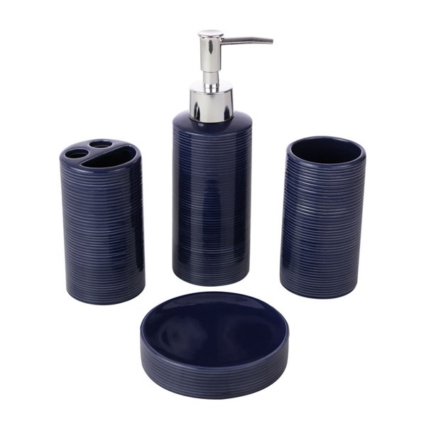 IH Casa Decor Bath Accessory Blue Ceramic Bath Accessory Set AZ-85027 ...