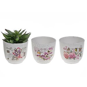 IH Casa Decor Floral Ceramic Curvy Round Planter - Set of 6