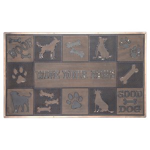 Tapis d'entrée pour l'intérieur rectangulaire noir avec dessins pour chien, 30 po x 18 po, par IH Casa Decor
