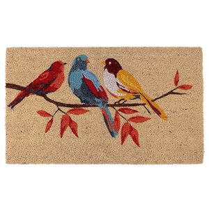 IH Casa Decor 30-in W x 18-in L Brown Triple Bird on Branch Rectangular Indoor Door mat
