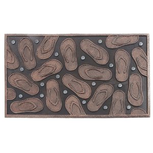 IH Casa Decor 30-in W x 18-in L Brown Flip Flops Rectangular Indoor Door mat