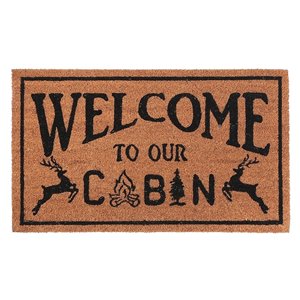 IH Casa Decor 30-in W x 18-in L Brown Welcome To Our Cabin Rectangular Indoor Door mat