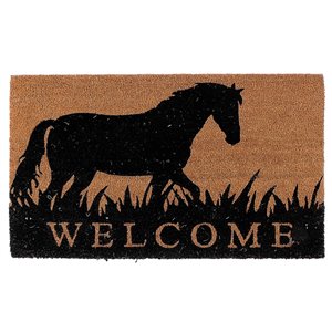 IH Casa Decor 30-in W x 18-in L Brown Horse Welcome Rectangular Indoor Door mat
