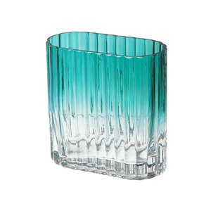 Vase en verre oblong bleu sarcelle 2,45 po x 5,5 po IH Casa Decor