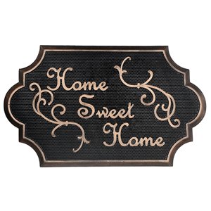 IH Casa Decor 30-in W x 18-in L Black Home Sweet Home Rectangular Indoor Door mat