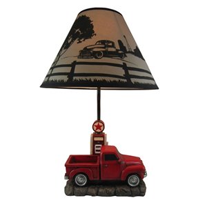 iH casadécor Table Lamp 5-in Red On/Off Switch with Shade