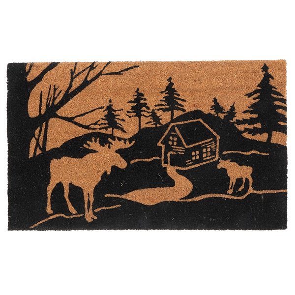 iH casadécor 30-in W x 18-in L Black Moose Trail Rectangular Indoor Door mat