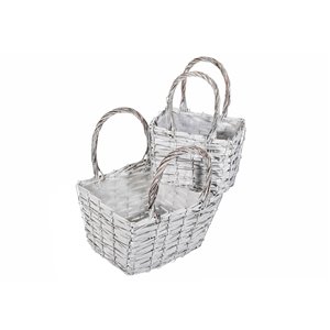 IH Casa Decor Set of 2 Nesting Wicker Planters with Handle (Rectangle)