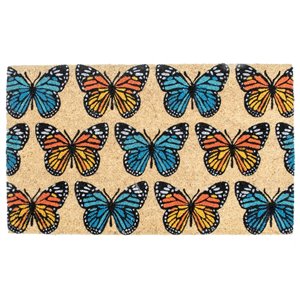 IH Casa Decor 30-in W x 18-in L Multi Butterfly Print Rectangular Indoor Door mat