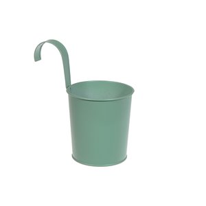 IH Casa Decor Large Mint Green Metal Round Planter With Hook