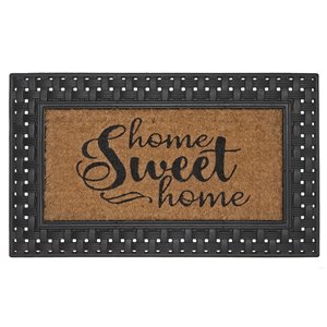 iH casadécor 30-in W x 18-in L Brown Home Sweet Home Rectangular Indoor Door mat