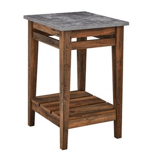 Walker Edison Dark Concrete/Reclaimed Barnwood Composite Rectangular End Table