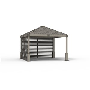 Sojag Nanda Champagne/Taupe Metal Square Permanent Gazebo With Steel Roof - 11.91-ft x 11.91-ft