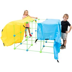 Ensemble de construction de fort Funphix phosphorescent bleu et vert avec toiles, 154 mcx
