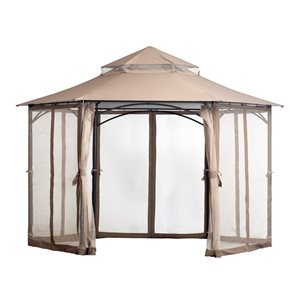 ShelterLogic Brown Metal Square Screen Included Semi-permanent Gazebo with Polyester Roof 13-ft x 13-ft