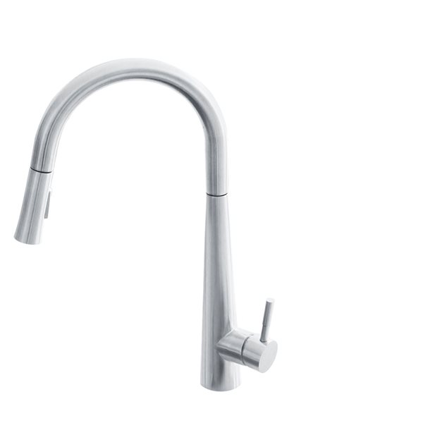 Image of Stylish | Polished Chrome 1-Handle Deck Mount High-Arc Handle/lever Kitchen Faucet, Pull-Down Spray | Rona