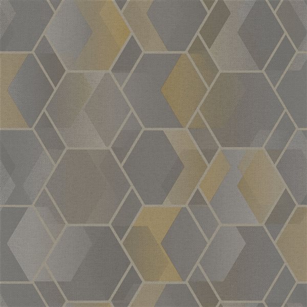 Walls Republic Amazonia 57-sq. ft. Grey/Yellow Non-Woven Textured Geometric Unpasted Paste the Wall Wallpaper