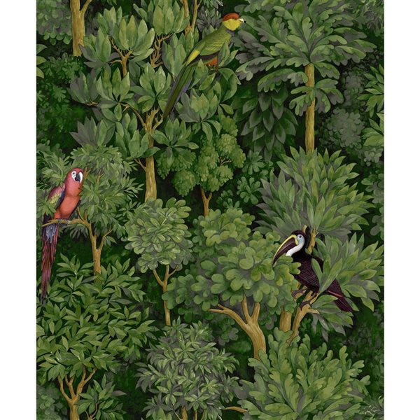 Walls Republic Amazonia 57-sq. ft. Green Non-Woven Textured Floral Unpasted Paste the Wall Wallpaper