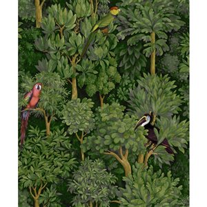 Walls Republic Amazonia 57-sq. ft. Green Non-Woven Textured Floral Unpasted Paste the Wall Wallpaper