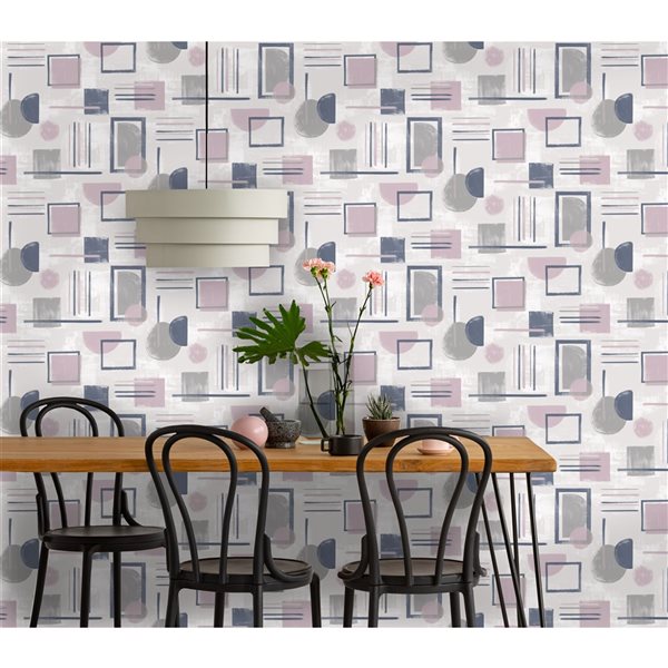 Walls Republic Amazonia 57-sq. ft. Pink Non-Woven Textured Geometric Unpasted Paste the Wall Wallpaper