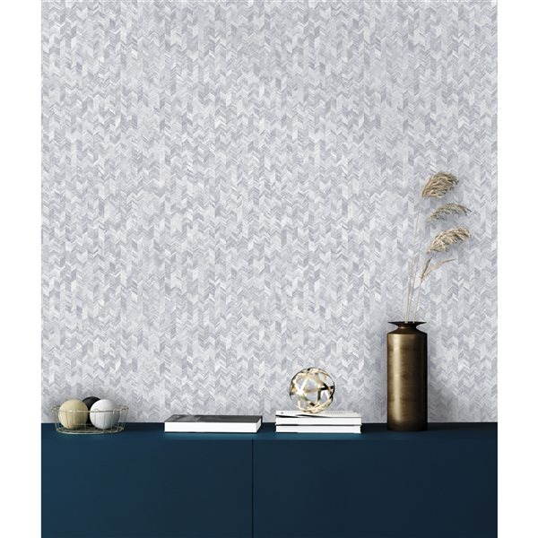 Walls Republic Amazonia 57-sq. ft. Grey Non-Woven Textured Geometric Unpasted Paste the Wall Wallpaper