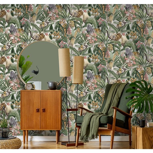 Walls Republic Amazonia 57-sq. ft. Silver Non-Woven Textured Floral Unpasted Paste the Wall Wallpaper