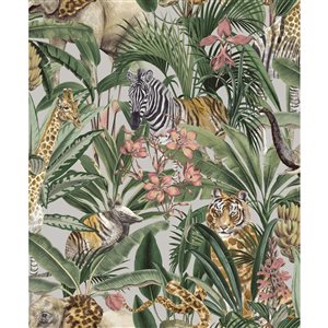 Walls Republic Amazonia 57-sq. ft. Silver Non-Woven Textured Floral Unpasted Paste the Wall Wallpaper