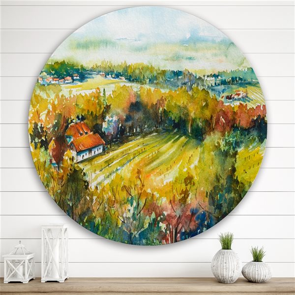 Designart 29-in H x 29-in W Rural Autumn Landscape - Country Metal