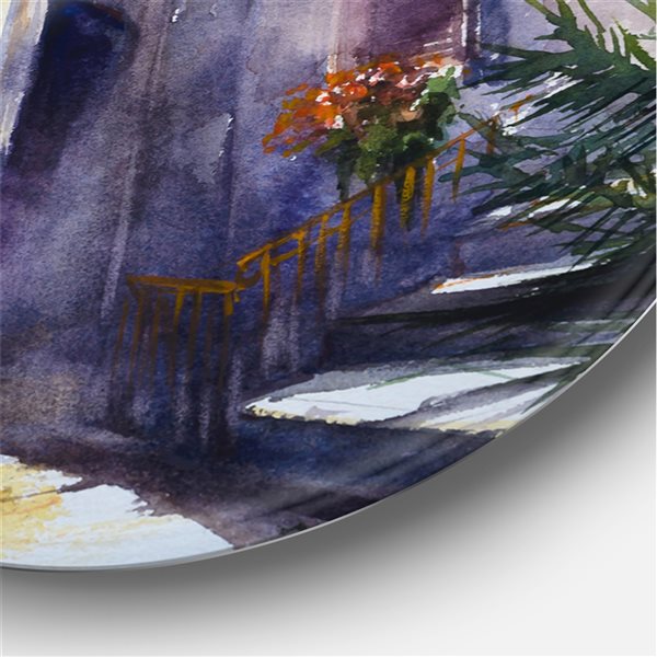 Designart 29-in H x 29-in W Rustic and Idyllic Italian VIllage - Country Metal Circle Wall Art