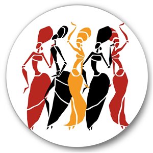 Designart 36-in H x 36-in W Beautiful Dancers Afro American Silhouettes - Modern Circle Art