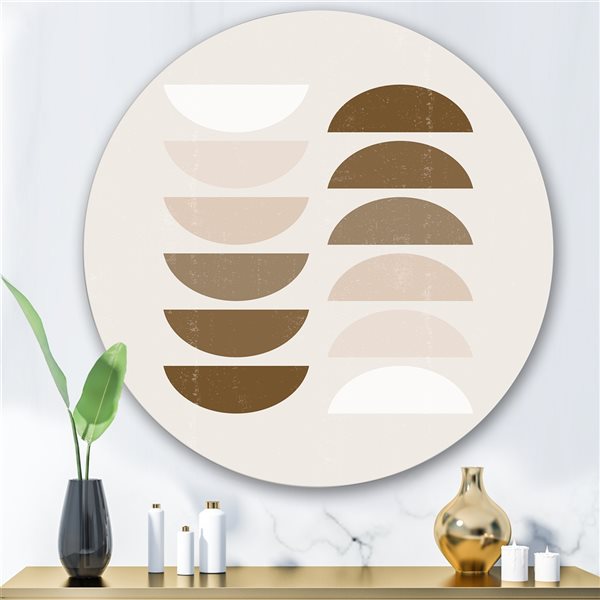 Designart 29-in H x 29-in W Sun and Moon Geometrics in Terracotta II - Modern Metal Circle Art