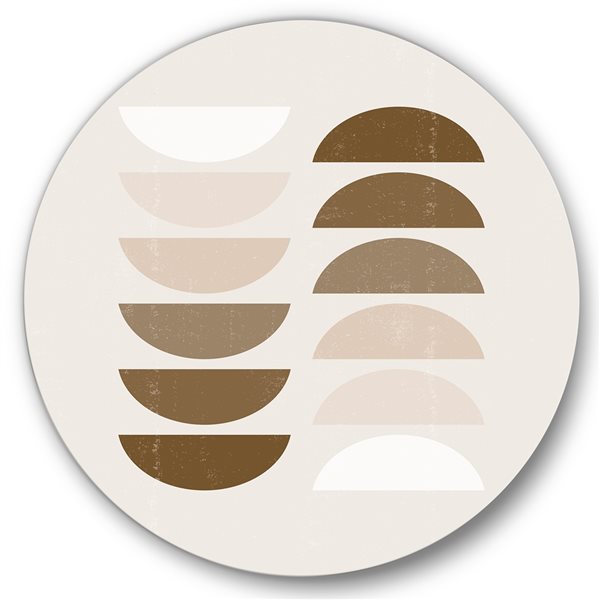 Designart 29-in H x 29-in W Sun and Moon Geometrics in Terracotta II - Modern Metal Circle Art