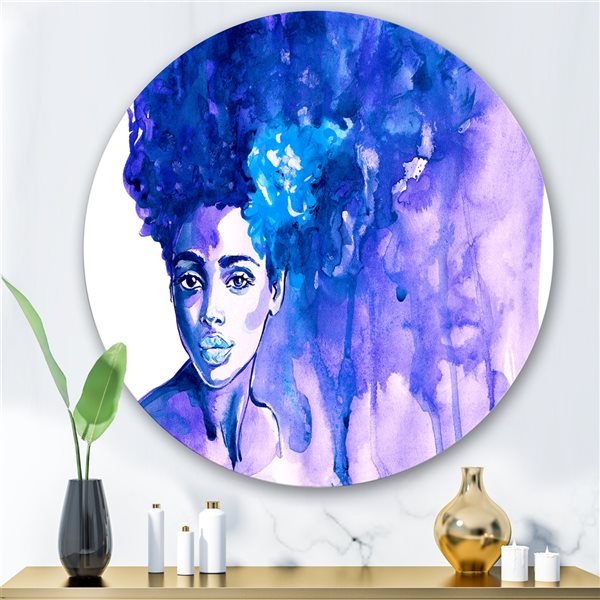 Designart 36-in H x 36-in W Glorious Blue Portrait of African American ...