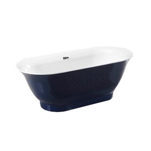 Bouticcelli Onelia 32-in W x 67-in L Glossy Fibreglass Oval Center Drain Freestanding Bathtub